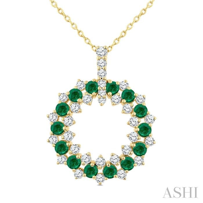 Circle Gemstone & Diamond Pendant