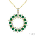Circle Gemstone & Diamond Pendant
