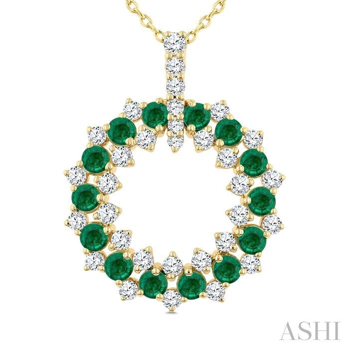 Circle Gemstone & Diamond Pendant