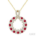 Circle Gemstone & Diamond Pendant