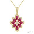 Floral Pear Shape Gemstone & Diamond Pendant