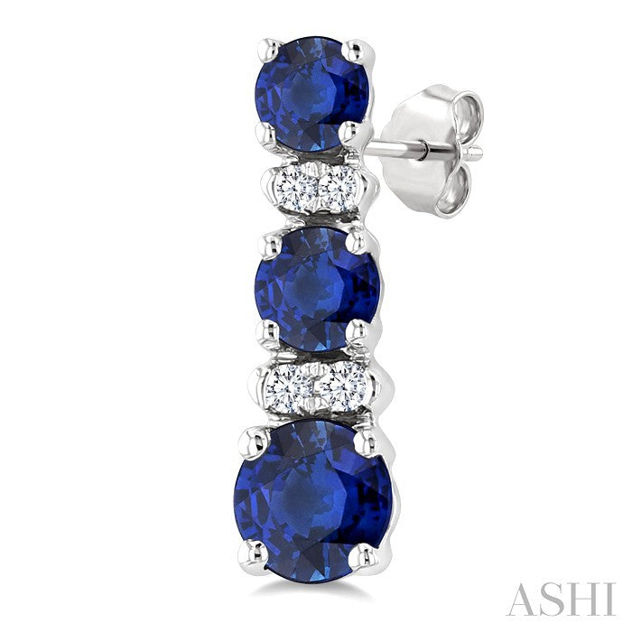 Round Shape Gemstone & Diamond Earrings