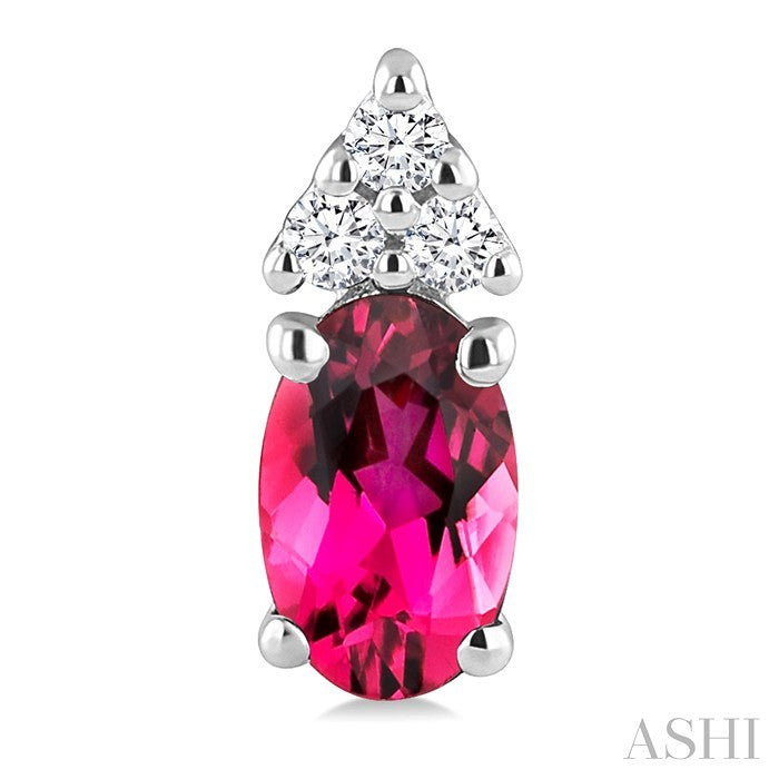 Oval Shape Gemstone & Diamond Earrings