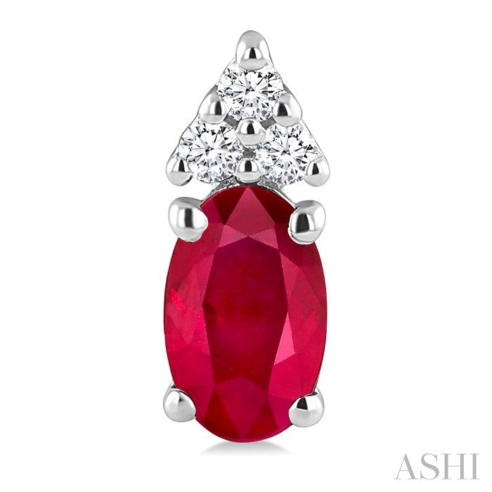 Oval Shape Gemstone & Diamond Earrings