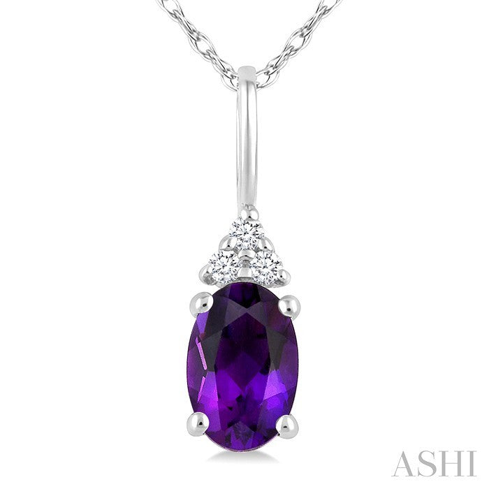 Oval Shape Gemstone & Diamond Pendant