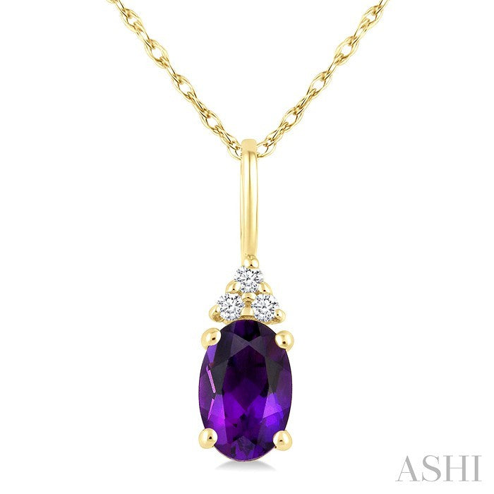 Oval Shape Gemstone & Diamond Pendant