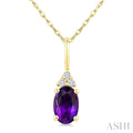 Oval Shape Gemstone & Diamond Pendant