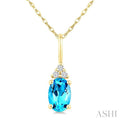 Oval Shape Gemstone & Diamond Pendant