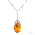 Oval Shape Gemstone & Diamond Pendant