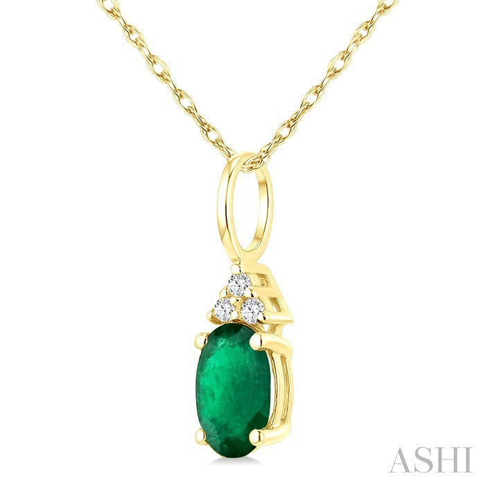 Oval Shape Gemstone & Diamond Pendant
