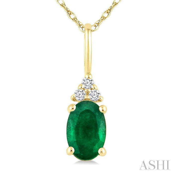 Oval Shape Gemstone & Diamond Pendant