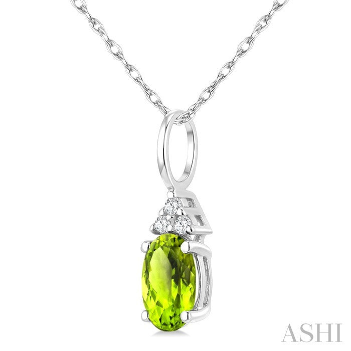 Oval Shape Gemstone & Diamond Pendant