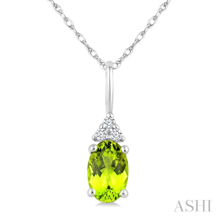 Oval Shape Gemstone & Diamond Pendant