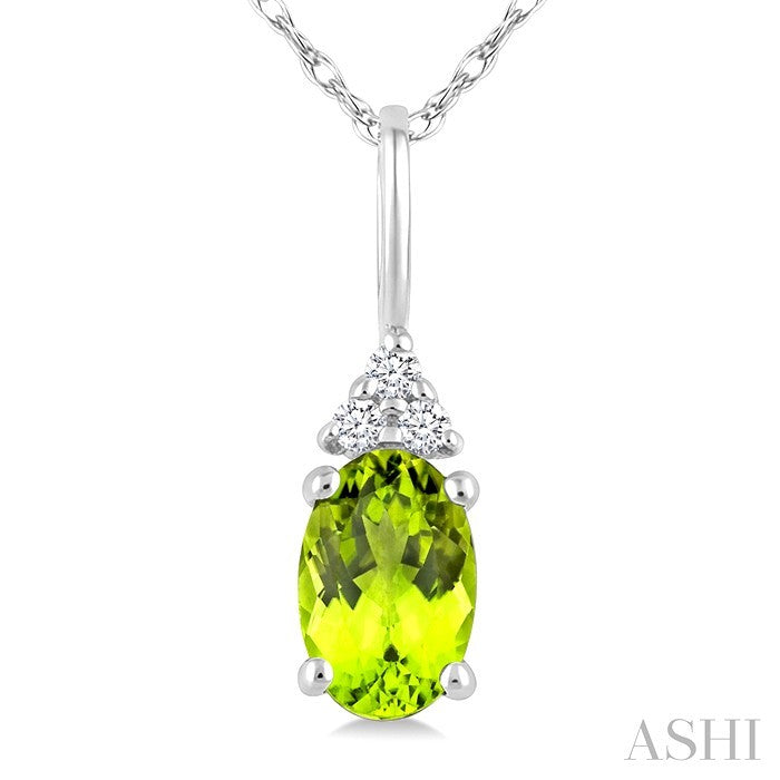 Oval Shape Gemstone & Diamond Pendant