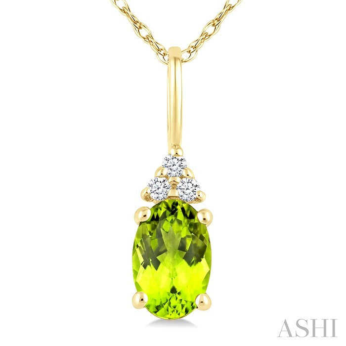 Oval Shape Gemstone & Diamond Pendant