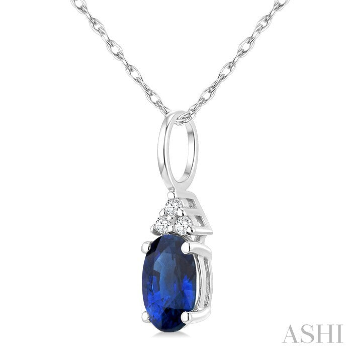 Oval Shape Gemstone & Diamond Pendant