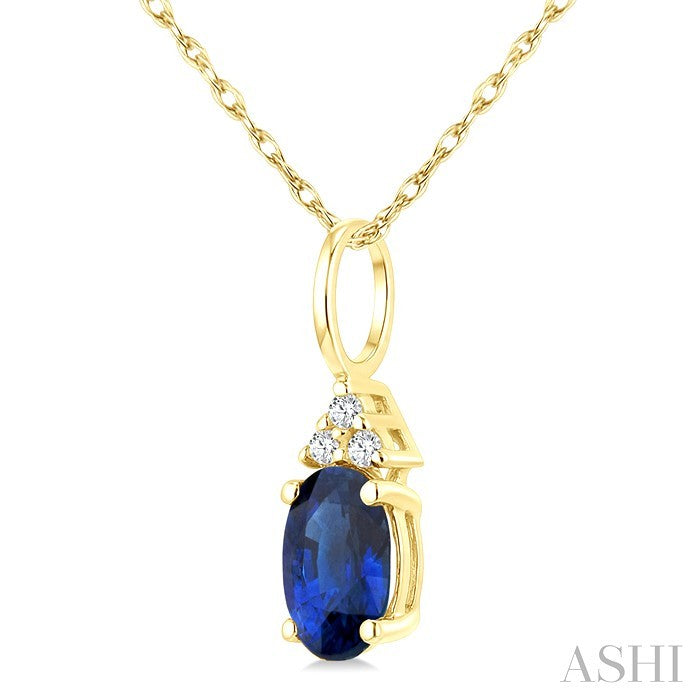 Oval Shape Gemstone & Diamond Pendant