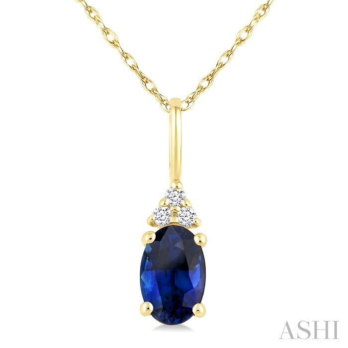 Oval Shape Gemstone & Diamond Pendant