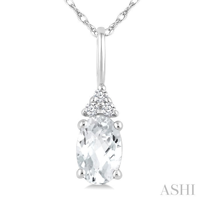 Oval Shape Gemstone & Diamond Pendant