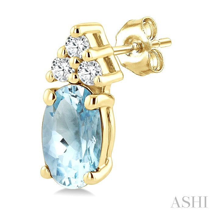 Oval Shape Gemstone & Diamond Earrings