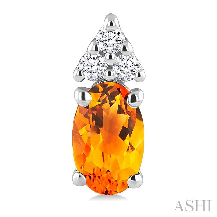 Oval Shape Gemstone & Diamond Earrings