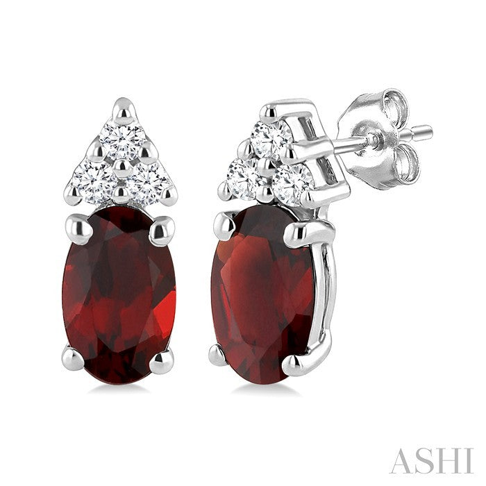 Oval Shape Gemstone & Diamond Earrings