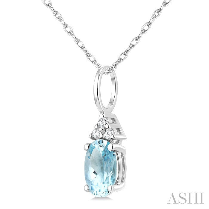 Oval Shape Gemstone & Diamond Pendant