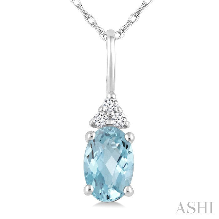 Oval Shape Gemstone & Diamond Pendant