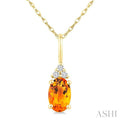 Oval Shape Gemstone & Diamond Pendant