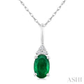 Oval Shape Gemstone & Diamond Pendant