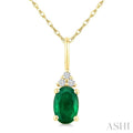Oval Shape Gemstone & Diamond Pendant