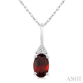 Oval Shape Gemstone & Diamond Pendant
