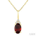 Oval Shape Gemstone & Diamond Pendant