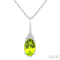 Oval Shape Gemstone & Diamond Pendant