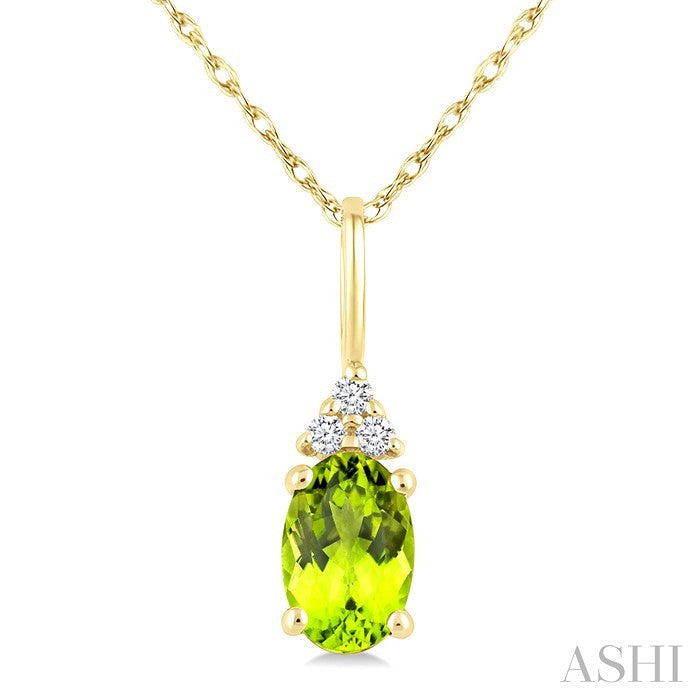 Oval Shape Gemstone & Diamond Pendant