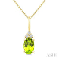 Oval Shape Gemstone & Diamond Pendant