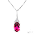 Oval Shape Gemstone & Diamond Pendant