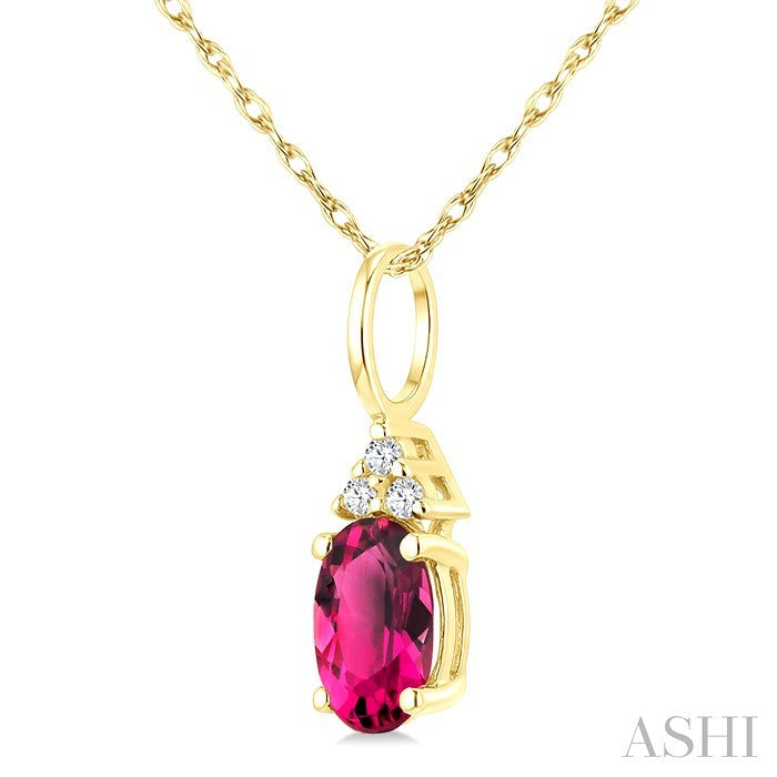 Oval Shape Gemstone & Diamond Pendant