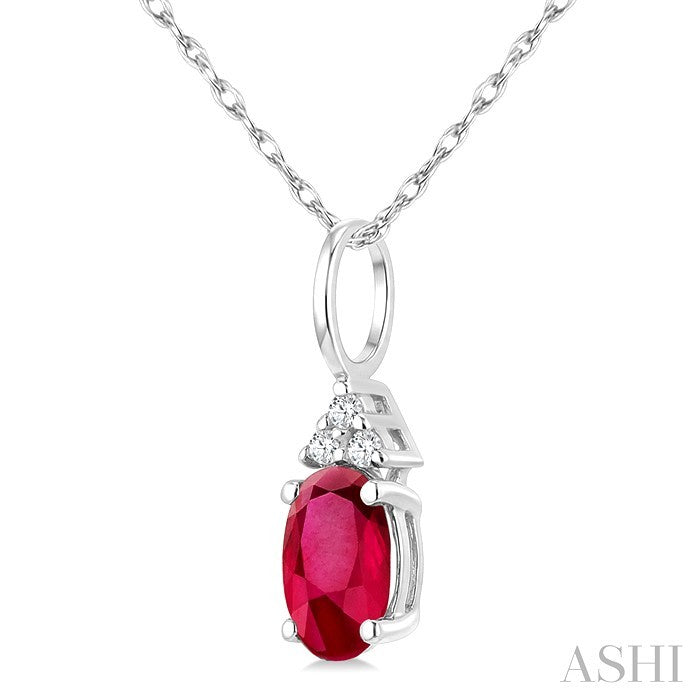 Oval Shape Gemstone & Diamond Pendant