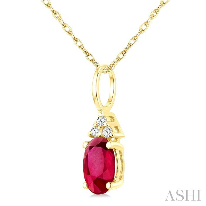 Oval Shape Gemstone & Diamond Pendant
