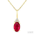 Oval Shape Gemstone & Diamond Pendant