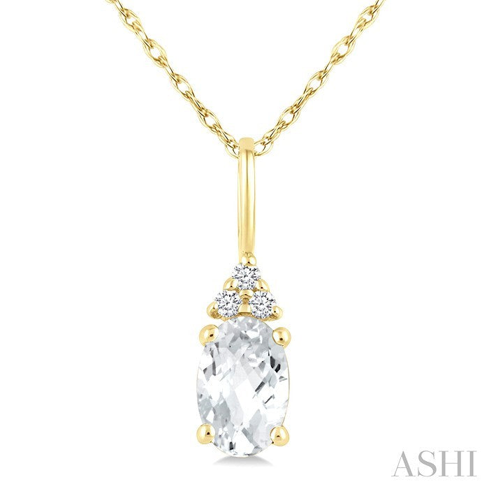 Oval Shape Gemstone & Diamond Pendant