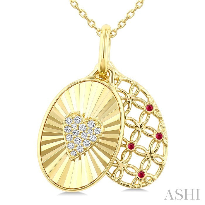 Heart Shape Fluted Gemstone & Diamond Fashion Pendant