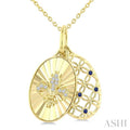 Fleur De Lis Shape Fluted Gemstone & Diamond Fashion Pendant