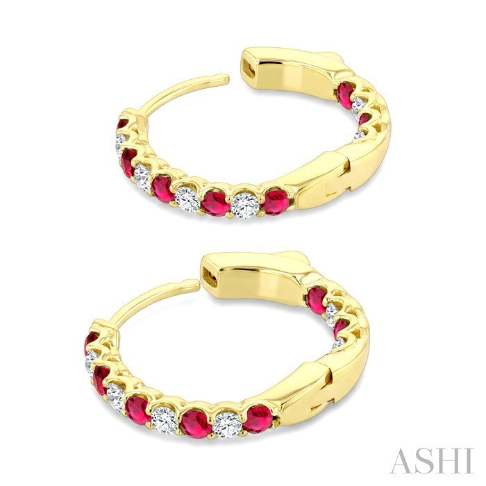 Inside-Out Alternate Gemstone & Diamond Hoop Earrings