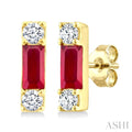 Emerald Shape Gemstone & Petite Diamond Earrings
