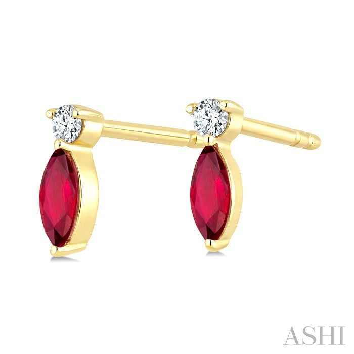 Marquise Shape Gemstone & Petite Diamond Earrings