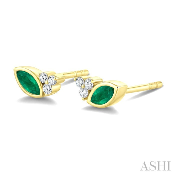 Marquise Shape Gemstone & Diamond Earrings