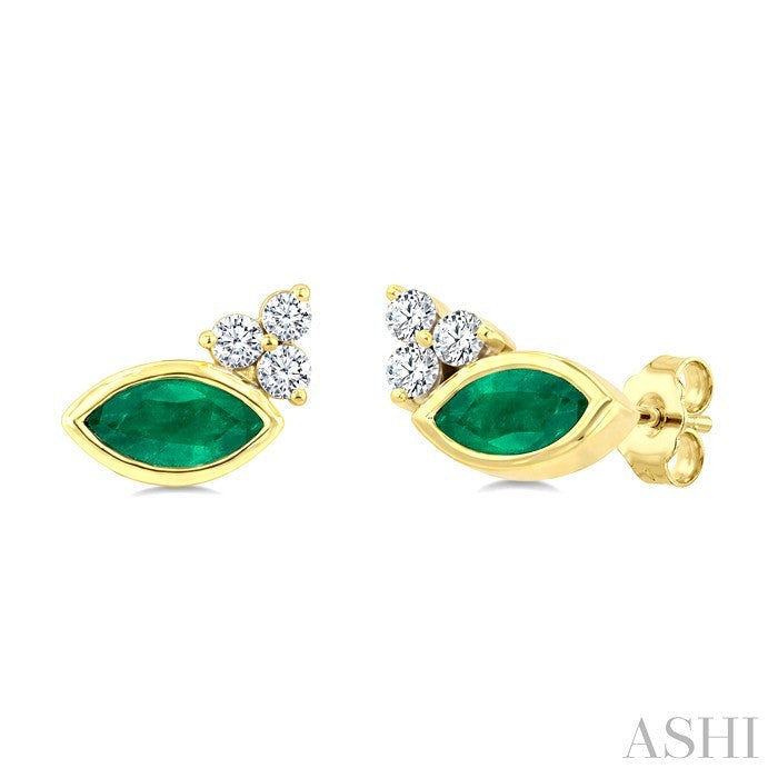 Marquise Shape Gemstone & Diamond Earrings