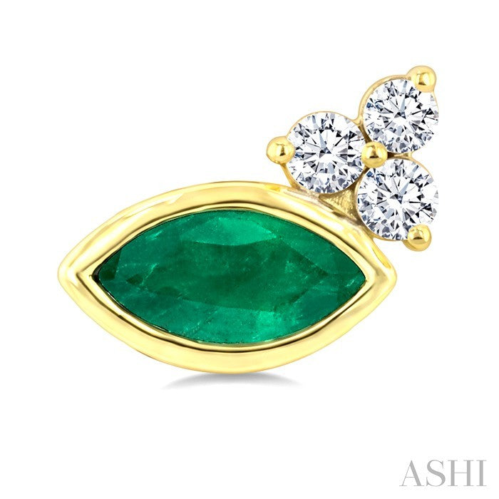 Marquise Shape Gemstone & Diamond Earrings